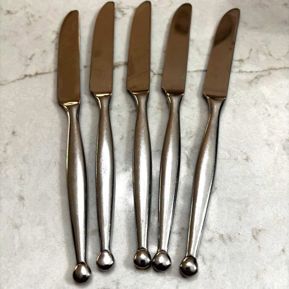 Farberware Dot Dinner Knives Set of 5 Stainless Flatware Replacement Contemporar